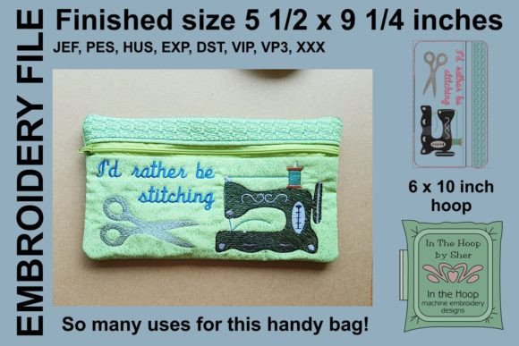 Antique Sewing Machine Zipper Bag