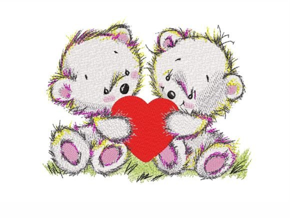 Bears with Heart: A Tender Embroidery Design for Meaningful Gifts
