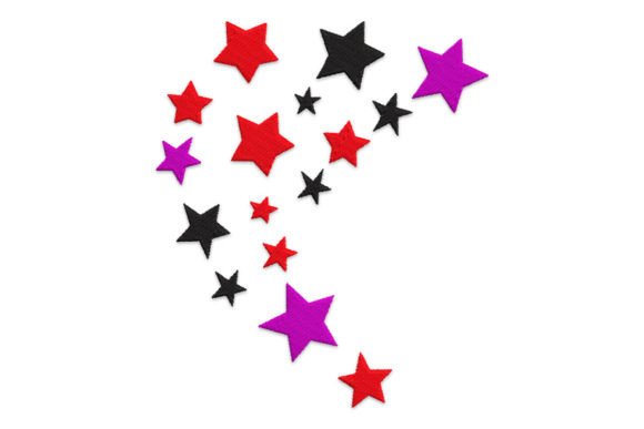 Colored Stars Embroidery Design