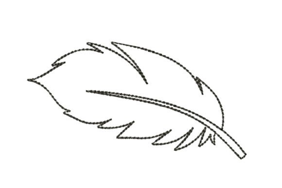 Feather Sketch: Elegant Nature-Inspired Embroidery