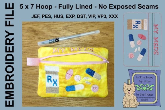 My Meds Zipper Bag Embroidery Design