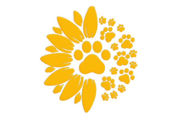 Sunflower Paw Print Embroidery Design